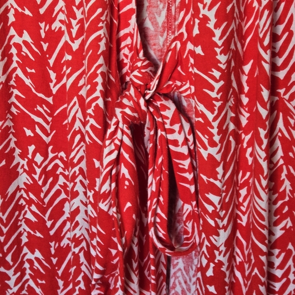 Vintage Diane Von Furstenberg Red & White Patterned Women's Wrap Midi Dress 12 - Picture 9 of 13